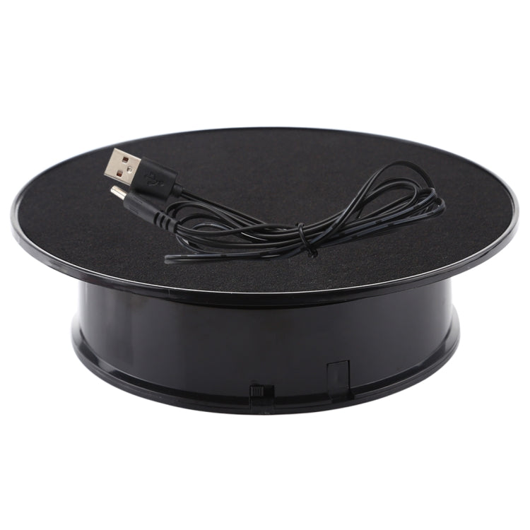 20cm 360 Degree Electric Rotating Turntable Display Stand Photography Video Shooting Props Turntable, Load 1.5kg, Powered by Battery & USB(Black) - free shipping - PMC Jewellery - Order now!