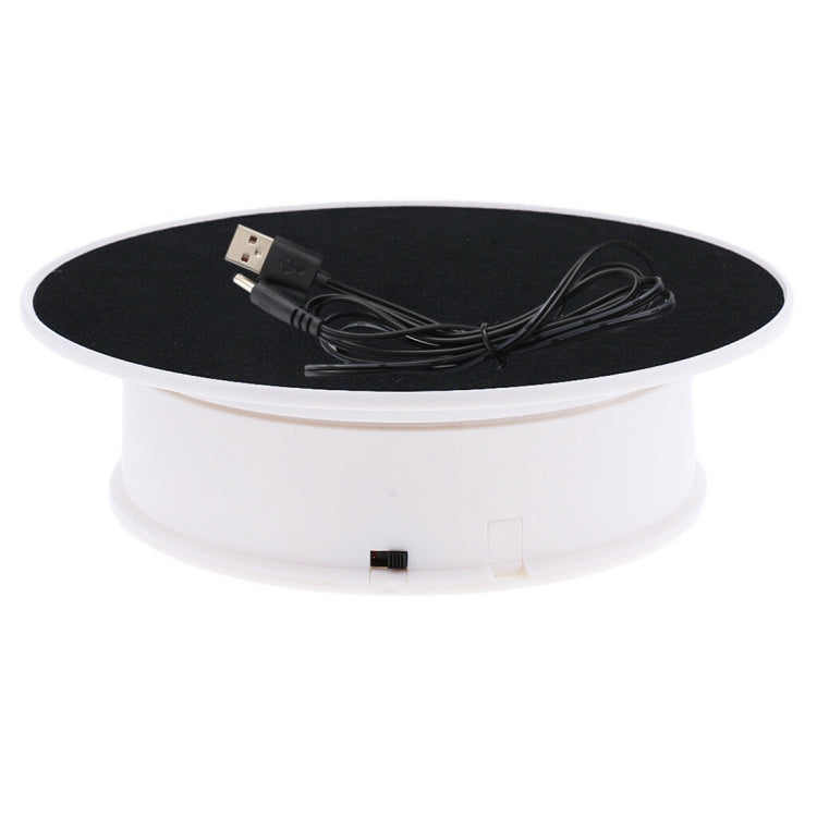 20cm 360 Degree Electric Rotating Turntable Display Stand Photography Video Shooting Props Turntable, Load 1.5kg, Powered by Battery & USB(White + Black) - free shipping - PMC Jewellery - Order now!