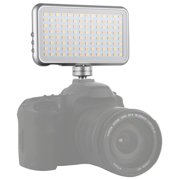 LED-013 Pocket 112 LEDs Professional Vlogging Photography Video & Photo Studio Light with OLED Display & Cold Shoe Adapter Mount for Canon / Nikon DSLR Cameras