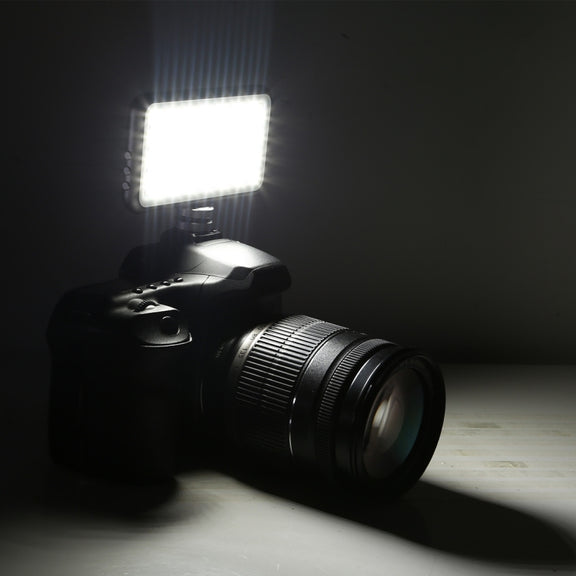 LED-013 Pocket 112 LEDs Professional Vlogging Photography Video & Photo Studio Light with OLED Display & Cold Shoe Adapter Mount for Canon / Nikon DSLR Cameras