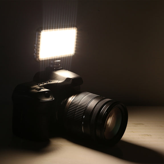LED-013 Pocket 112 LEDs Professional Vlogging Photography Video & Photo Studio Light with OLED Display & Cold Shoe Adapter Mount for Canon / Nikon DSLR Cameras
