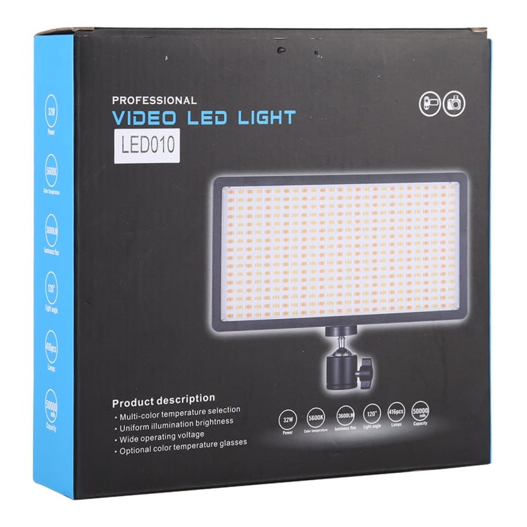 LED01 416 LEDs 3600LM Professional Vlogging Photography Video & Photo Studio Light for Canon / Nikon DSLR Cameras