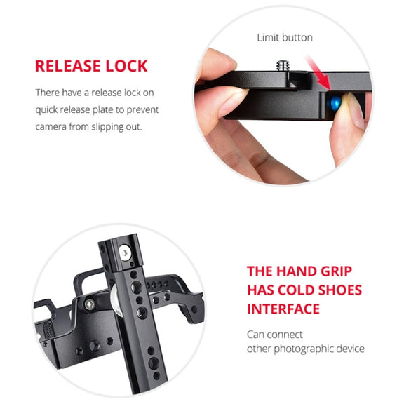 YELANGU C9-A YLG0911A Handle Video Camera Cage Stabilizer for DJI BMPCC 4K(Black)