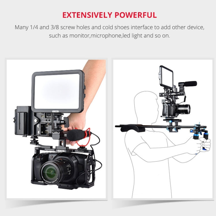 YELANGU C9-A YLG0911A Handle Video Camera Cage Stabilizer for DJI BMPCC 4K(Black)