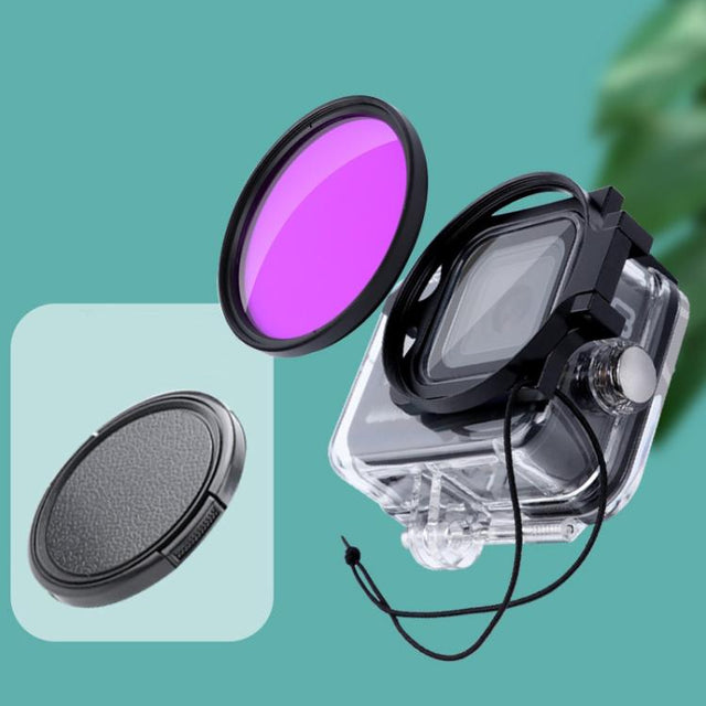 RUIGPRO for GoPro HERO8 Professional 58mm Color Dive Housing Lens Filter + Dive Housing Water-resistant Case with Filter Adapter Ring & Lens Cap(Purple)