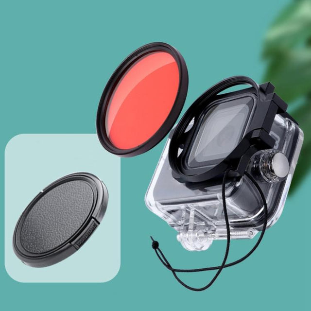 RUIGPRO for GoPro HERO8 Professional 58mm Color Dive Housing Lens Filter + Dive Housing Water-resistant Case with Filter Adapter Ring & Lens Cap(Red)