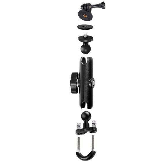 9cm Connecting Rod 20mm Ball Head Motorcycle Handlebar Fixed Mount Holder with Tripod Adapter & Screw for GoPro, Insta360, DJI and Other Action Cameras(Black)