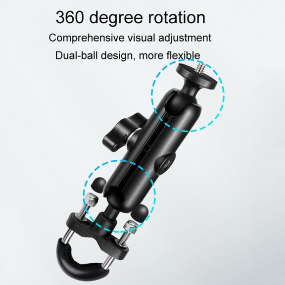 9cm Connecting Rod 20mm Ball Head Motorcycle Handlebar Fixed Mount Holder with Tripod Adapter & Screw for GoPro, Insta360, DJI and Other Action Cameras(Black)