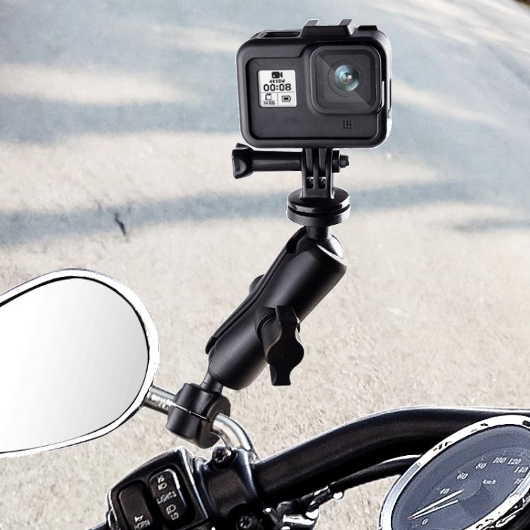 25mm Ball Head Motorcycle Rearview Mirror Fixed Mount Holder with 4 Styles Gaskets for GoPro, Insta360, DJI and Other Action Cameras(Black) - Bicycle Handlebar Mount by PMC TechLife | Online Shopping South Africa | PMC TechLife | Buy Now Pay Later Mobicred