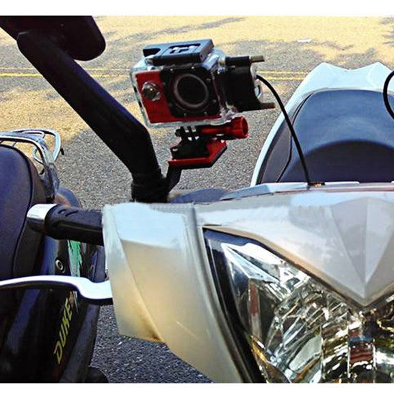 Motorcycle Rearview Mirror CNC Aluminum Alloy Stent Fixed Bracket Holder forGoPro Hero12 Black / Hero11 /10 /9 /8 /7 /6 /5, Insta360 Ace / Ace Pro, DJI Osmo Action 4 and Other Action Cameras(Red)