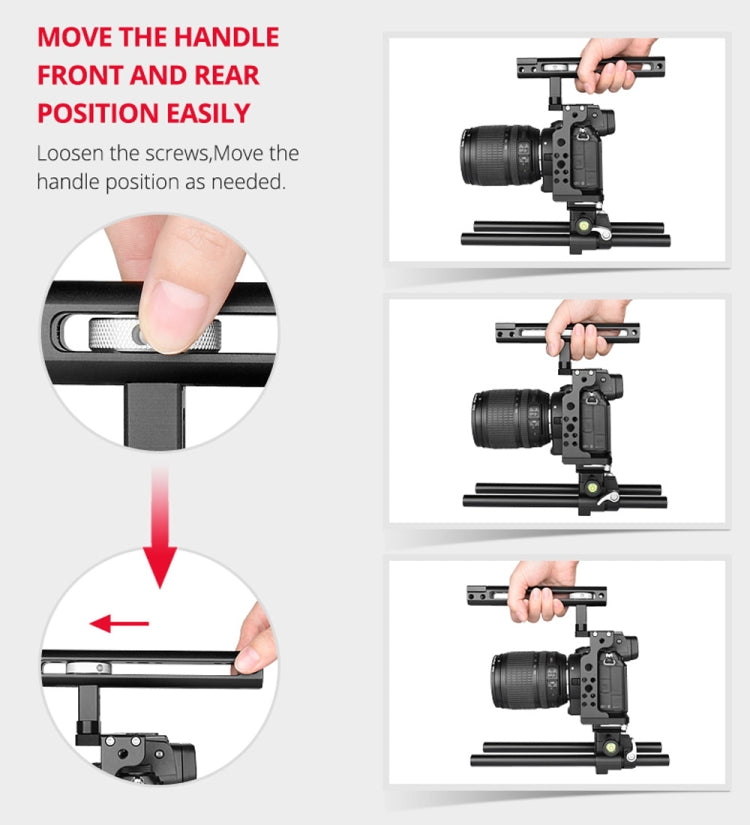 YELANGU C15 YLG0711A Video Camera Cage Stabilizer with Handle & Rail Rod for Nikon Z6 / Z7(Black)