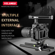 YELANGU C15 YLG0711A Video Camera Cage Stabilizer with Handle & Rail Rod for Nikon Z6 / Z7(Black)