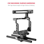 YELANGU C15 YLG0711A Video Camera Cage Stabilizer with Handle & Rail Rod for Nikon Z6 / Z7(Black)