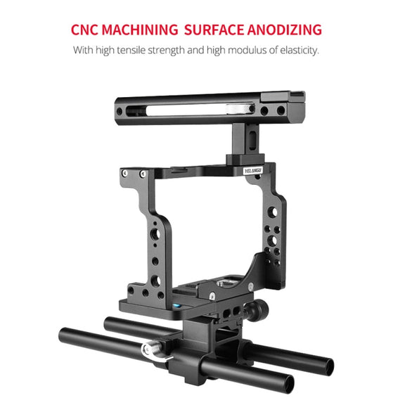 YELANGU C15 YLG0711A Video Camera Cage Stabilizer with Handle & Rail Rod for Nikon Z6 / Z7(Black)