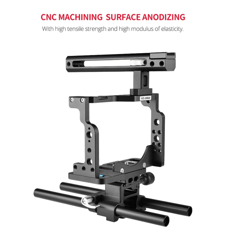 YELANGU C15 YLG0711A Video Camera Cage Stabilizer with Handle & Rail Rod for Nikon Z6 / Z7(Black)