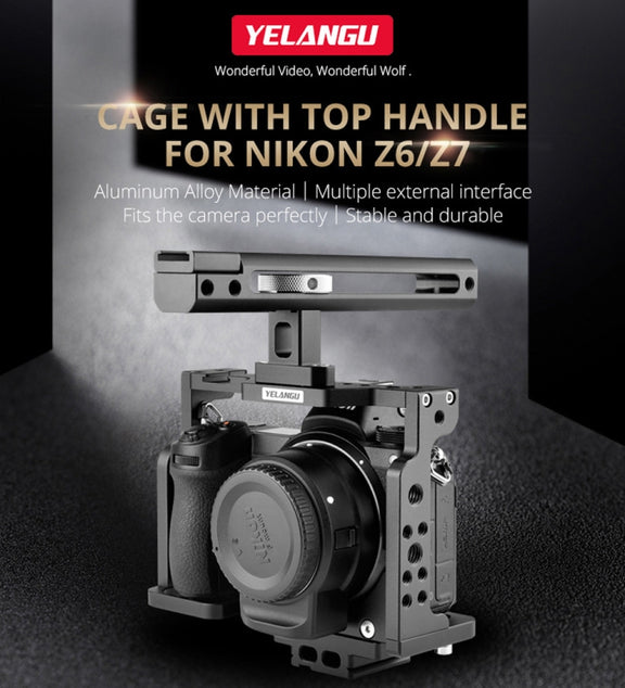 YELANGU C15-B YLG0711A-A Video Camera Cage Stabilizer with Handle for Nikon Z6 / Z7(Black)