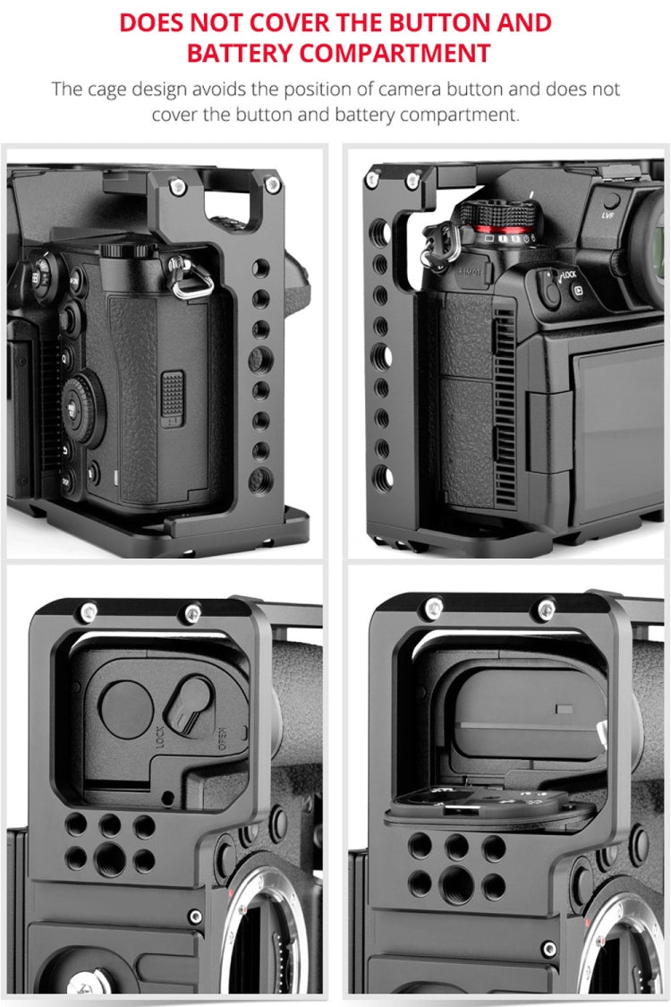 YELANGU C18 YLG0915A-B Video Camera Cage Stabilizer with Handle for Panasonic Lumix DC-S1H / DC-S1 / DC-S1R (Black) - free shipping - PMC Jewellery - Order now!