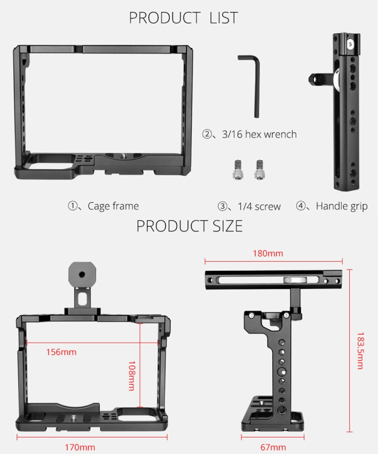 YELANGU C18 YLG0915A-B Video Camera Cage Stabilizer with Handle for Panasonic Lumix DC-S1H / DC-S1 / DC-S1R (Black) - free shipping - PMC Jewellery - Order now!