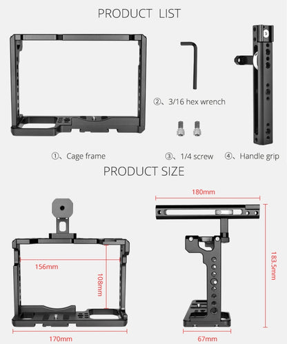 YELANGU C18 YLG0915A-B Video Camera Cage Stabilizer with Handle for Panasonic Lumix DC-S1H / DC-S1 / DC-S1R (Black) - free shipping - PMC Jewellery - Order now!