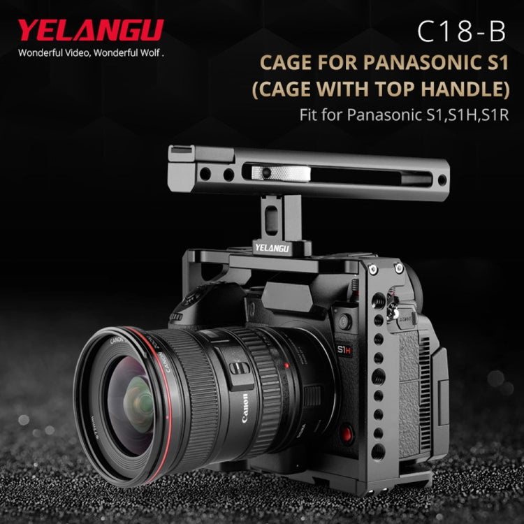 YELANGU C18 YLG0915A-B Video Camera Cage Stabilizer with Handle for Panasonic Lumix DC-S1H / DC-S1 / DC-S1R (Black) - free shipping - PMC Jewellery - Order now!