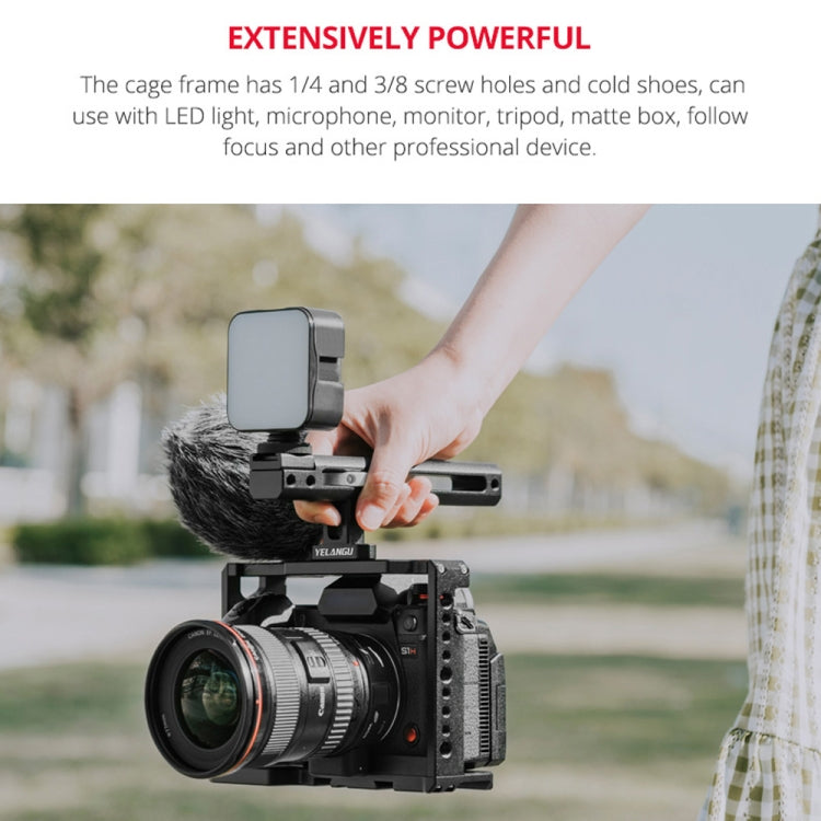 YELANGU C18 YLG0915A-B Video Camera Cage Stabilizer with Handle for Panasonic Lumix DC-S1H / DC-S1 / DC-S1R (Black) - free shipping - PMC Jewellery - Order now!