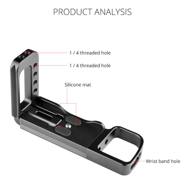 YELANGU YLG0715A 1/4 inch Vertical Shoot Quick Release L Plate Bracket Base Holder for Sony A6300 / A6000 / A6100 / A6400 / A6500 (Black)