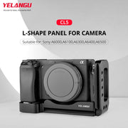 YELANGU YLG0715A 1/4 inch Vertical Shoot Quick Release L Plate Bracket Base Holder for Sony A6300 / A6000 / A6100 / A6400 / A6500 (Black)