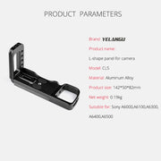YELANGU YLG0715A 1/4 inch Vertical Shoot Quick Release L Plate Bracket Base Holder for Sony A6300 / A6000 / A6100 / A6400 / A6500 (Black)