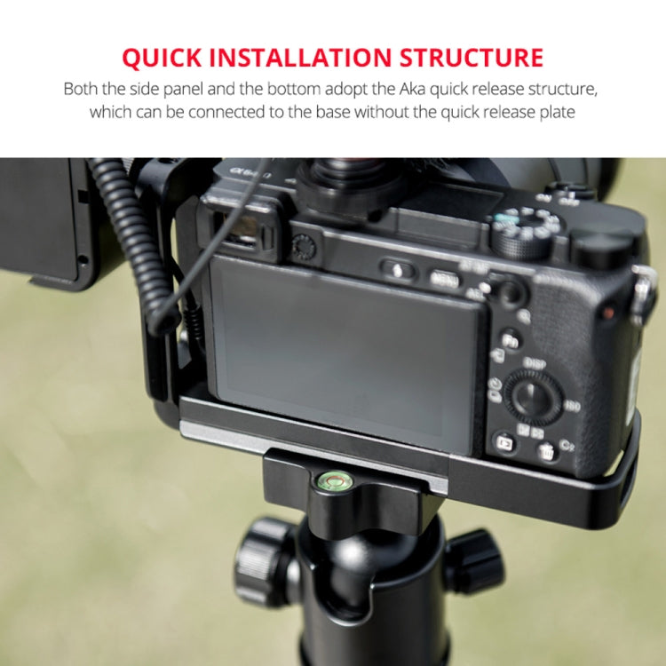 YELANGU YLG0715A 1/4 inch Vertical Shoot Quick Release L Plate Bracket Base Holder for Sony A6300 / A6000 / A6100 / A6400 / A6500 (Black)