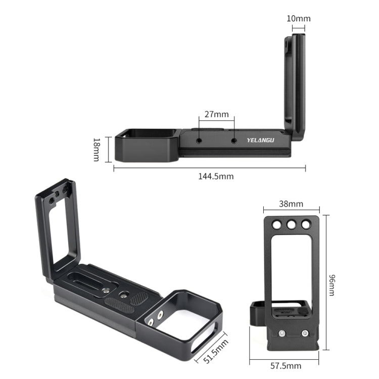 YELANGU CL6 YLG0712A Vertical Shoot Quick Release L Plate Bracket Base Holder for Sony A9 (ILCE-9) / A7 III/ A7R III(Black)