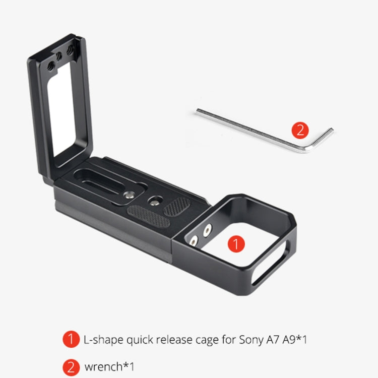 YELANGU CL6 YLG0712A Vertical Shoot Quick Release L Plate Bracket Base Holder for Sony A9 (ILCE-9) / A7 III/ A7R III(Black)