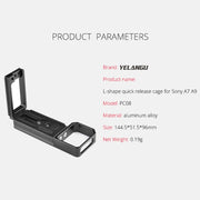 YELANGU CL6 YLG0712A Vertical Shoot Quick Release L Plate Bracket Base Holder for Sony A9 (ILCE-9) / A7 III/ A7R III(Black)