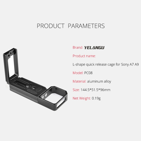 YELANGU CL6 YLG0712A Vertical Shoot Quick Release L Plate Bracket Base Holder for Sony A9 (ILCE-9) / A7 III/ A7R III(Black)