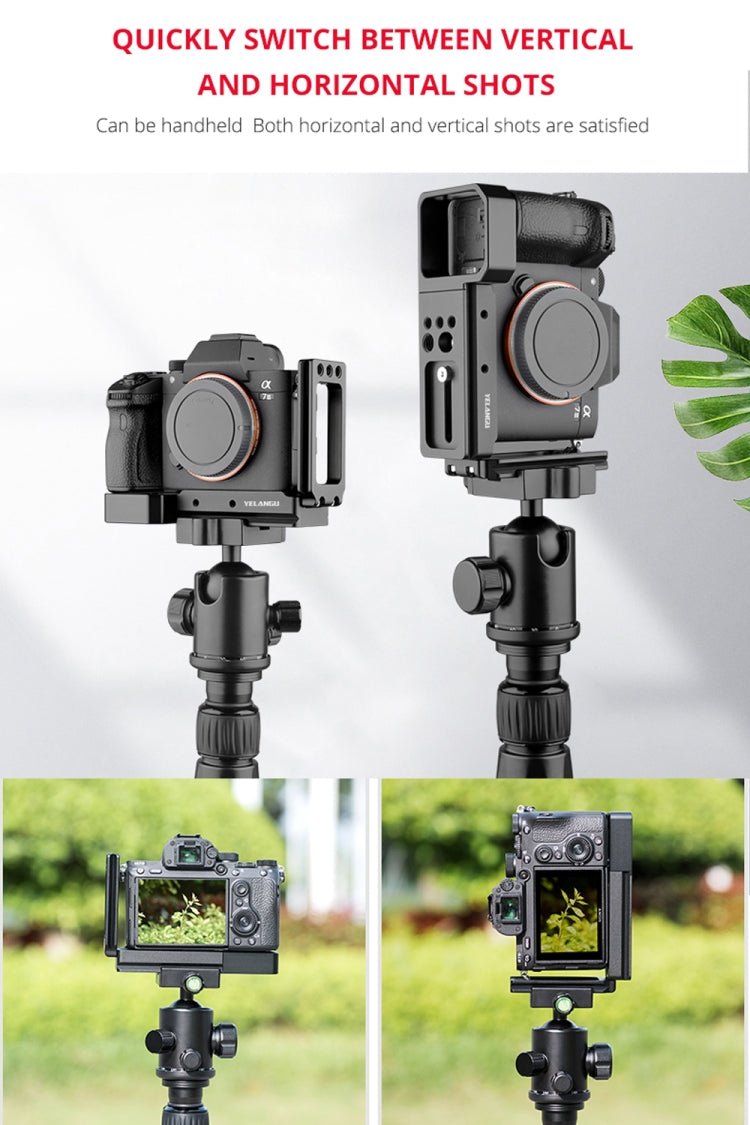 YELANGU CL6 YLG0712A Vertical Shoot Quick Release L Plate Bracket Base Holder for Sony A9 (ILCE-9) / A7 III/ A7R III(Black)