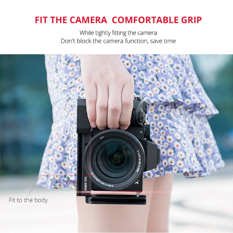 YELANGU CL6 YLG0712A Vertical Shoot Quick Release L Plate Bracket Base Holder for Sony A9 (ILCE-9) / A7 III/ A7R III(Black)