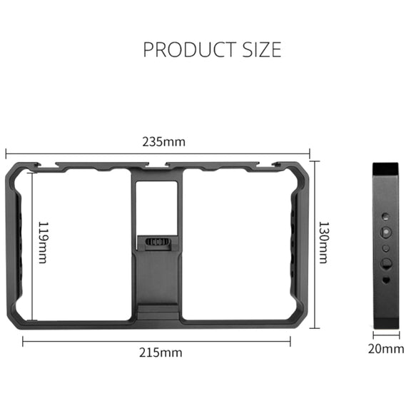 YELANGU  PC06 YLG0909A Vlogging Live Broadcast Smartphone Metal Cage Video Rig Filmmaking Recording Handle Stabilizer Bracket for iPhone, Galaxy, Huawei, Xiaomi, HTC, LG, Google, and Other Smartphones(Black)