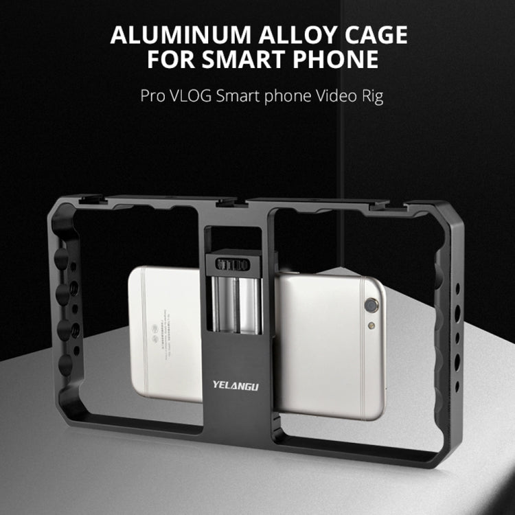 YELANGU  PC06 YLG0909A Vlogging Live Broadcast Smartphone Metal Cage Video Rig Filmmaking Recording Handle Stabilizer Bracket for iPhone, Galaxy, Huawei, Xiaomi, HTC, LG, Google, and Other Smartphones(Black) - free shipping - PMC Jewellery - Order now!