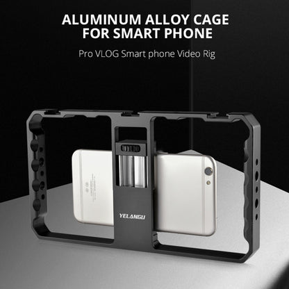 YELANGU  PC06 YLG0909A Vlogging Live Broadcast Smartphone Metal Cage Video Rig Filmmaking Recording Handle Stabilizer Bracket for iPhone, Galaxy, Huawei, Xiaomi, HTC, LG, Google, and Other Smartphones(Black) - free shipping - PMC Jewellery - Order now!