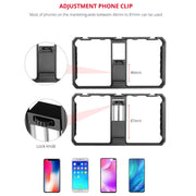 YELANGU  PC06 YLG0909A Vlogging Live Broadcast Smartphone Metal Cage Video Rig Filmmaking Recording Handle Stabilizer Bracket for iPhone, Galaxy, Huawei, Xiaomi, HTC, LG, Google, and Other Smartphones(Black)