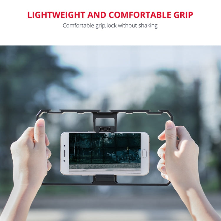 YELANGU  PC06 YLG0909A Vlogging Live Broadcast Smartphone Metal Cage Video Rig Filmmaking Recording Handle Stabilizer Bracket for iPhone, Galaxy, Huawei, Xiaomi, HTC, LG, Google, and Other Smartphones(Black)