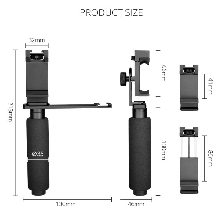 YELANGU PC08 YLG0117A Handheld Grip Holder Bracket with Mobile Phone Metal Clamp (Black)