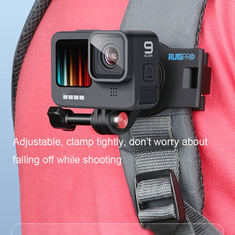 RUIGPRO 360 Degree Rotating Quick Release Strap Mount Shoulder Backpack Mount for GoPro, Insta360, DJI and Other Action Cameras(Black) - free shipping - PMC Jewellery - Order now!