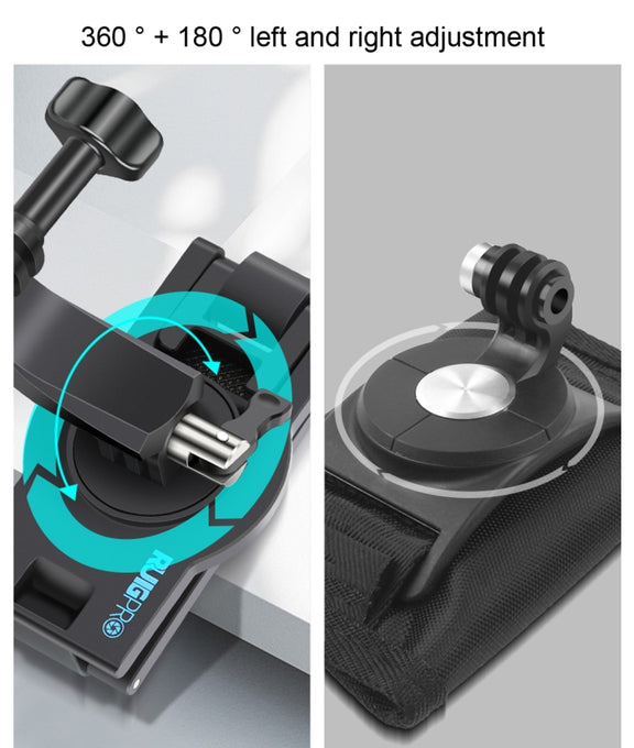 RUIGPRO 360 Degree Rotating Quick Release Strap Mount Shoulder Backpack Mount for GoPro, Insta360, DJI and Other Action Cameras(Black)