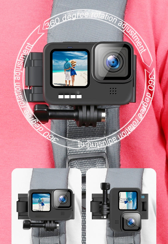 RUIGPRO 360 Degree Rotating Quick Release Strap Mount Shoulder Backpack Mount for GoPro, Insta360, DJI and Other Action Cameras(Black)
