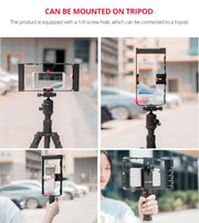 YELANGU PC02A Vlogging Live Broadcast Plastic Cage Video Rig Filmmaking Stabilizer Bracket for iPhone, Galaxy, Huawei, Xiaomi, HTC, LG, Google, and Other Smartphones(Black)