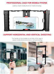 YELANGU PC02A Vlogging Live Broadcast Plastic Cage Video Rig Filmmaking Stabilizer Bracket for iPhone, Galaxy, Huawei, Xiaomi, HTC, LG, Google, and Other Smartphones(Black)