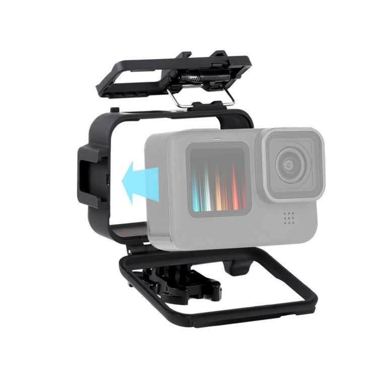 For GoPro HERO10 Black / HERO9 Black Plastic Frame Mount Protective Case with Base Buckle & Long Screw(Black) - Protective Frame by PMC TechLife | Online Shopping South Africa | PMC TechLife | Buy Now Pay Later Mobicred