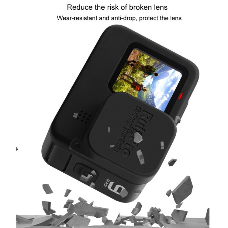 RUIGPRO for GoPro HERO10 Black / HERO9 Black Soft Rubber Scratch-resistant Camera Lens Protective Cap Cover (Black)