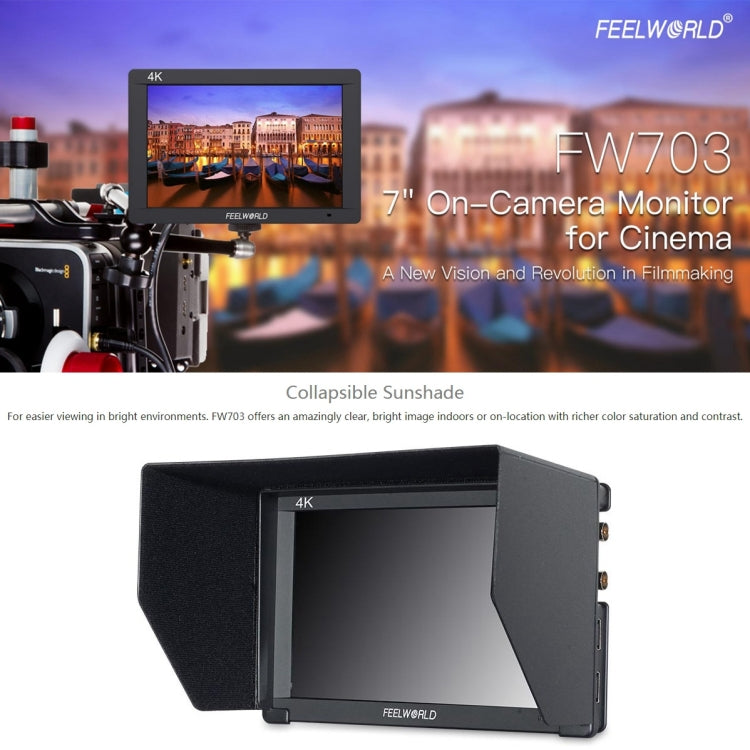 FEELWORLD FW703 1920x1200 7 inch IPS Screen HDMI 4K SDI Broadcast Camera Field Monitor - free shipping - PMC TechLife - Order now!