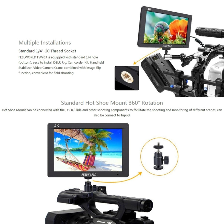 FEELWORLD FW703 1920x1200 7 inch IPS Screen HDMI 4K SDI Broadcast Camera Field Monitor - free shipping - PMC Jewellery - Order now!